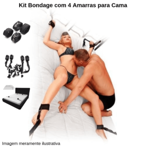 Kit para bondage feito de pelúcia preto Ktoy - Sexshop