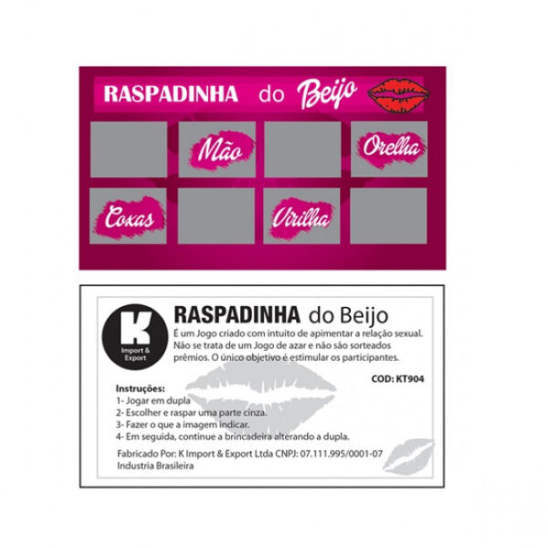 Kit Com 10 Raspadinha do Beijo Erótico - Sexshop