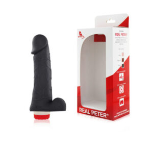 Pênis Real Peter Love Preto 18x3,5cm Com Vibrador - Sexshop