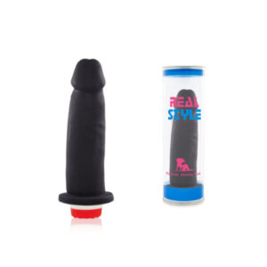 Pênis Real Peter Style Preto 16 cm Com Vibrador - Sex Shop