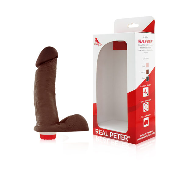 Pênis Real Peter vibrador e Escroto ideal Marrom - 4x16cm - Sex Shop