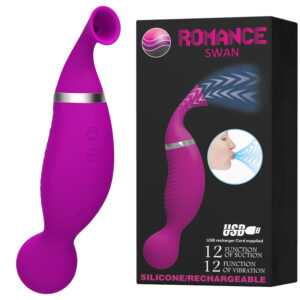 Estimulador com Sucção e Vibração, Possui 12 Modos de Vibração e Sucção - ROMANCE SWAN - Sexshop