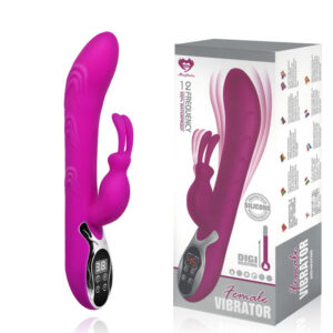 Vibrador com Controle de Temperatura Digital e 12 modos de Vibração - VIBRATOR FEMALE RABBIT - Sex shop