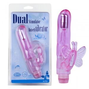 Vibrador com estimulador clitoriano borboleta - Sexshop