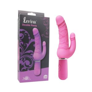 Vibrador com Estimulador Clitoriano Formato de Pênis - LEVINA DOUBLE PENIS - Sexshop