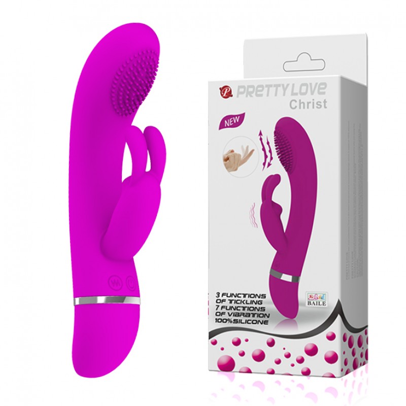 Vibrador com Estimulador Formato Coelho com 3 Intensidades de Vibração - PRETTY LOVE CHRIST - Sexshop