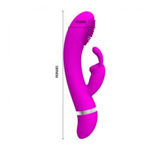 Vibrador com Estimulador Formato Coelho com 3 Intensidades de Vibração - PRETTY LOVE CHRIST - Sexshop