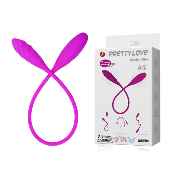 Vibrador Duplo Flexível com 7 Modos de Vibração - PRETTY LOVE - SNAKY VIBE - Sexshop