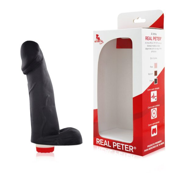 Pênis Real Peter vibrador Preto Garanhão - 4,5 x 17 cm - Sexshop