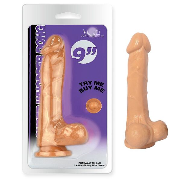Pênis Realística com Escroto e Ventosa 22cm - Aphrodisia Sex shop