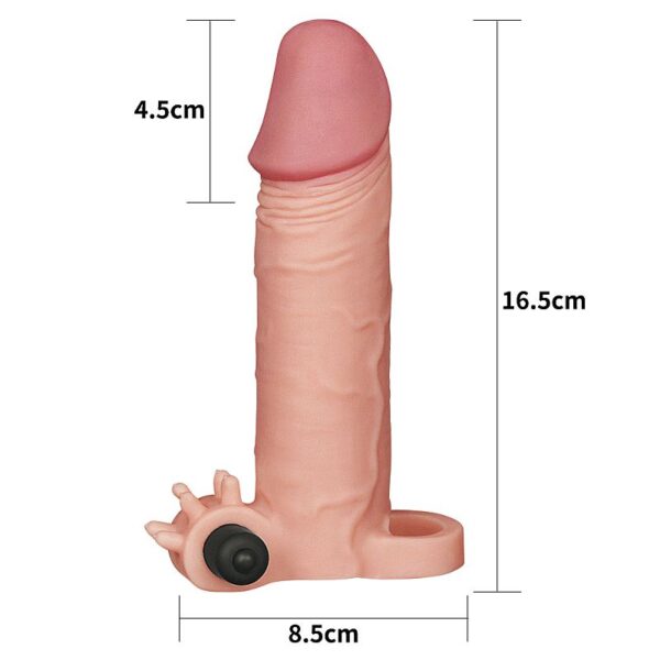 Capa Peniana Vibratória Extensora com Glande Realística e Anel para Escroto - LOVETOY - Sexshop - Image 2