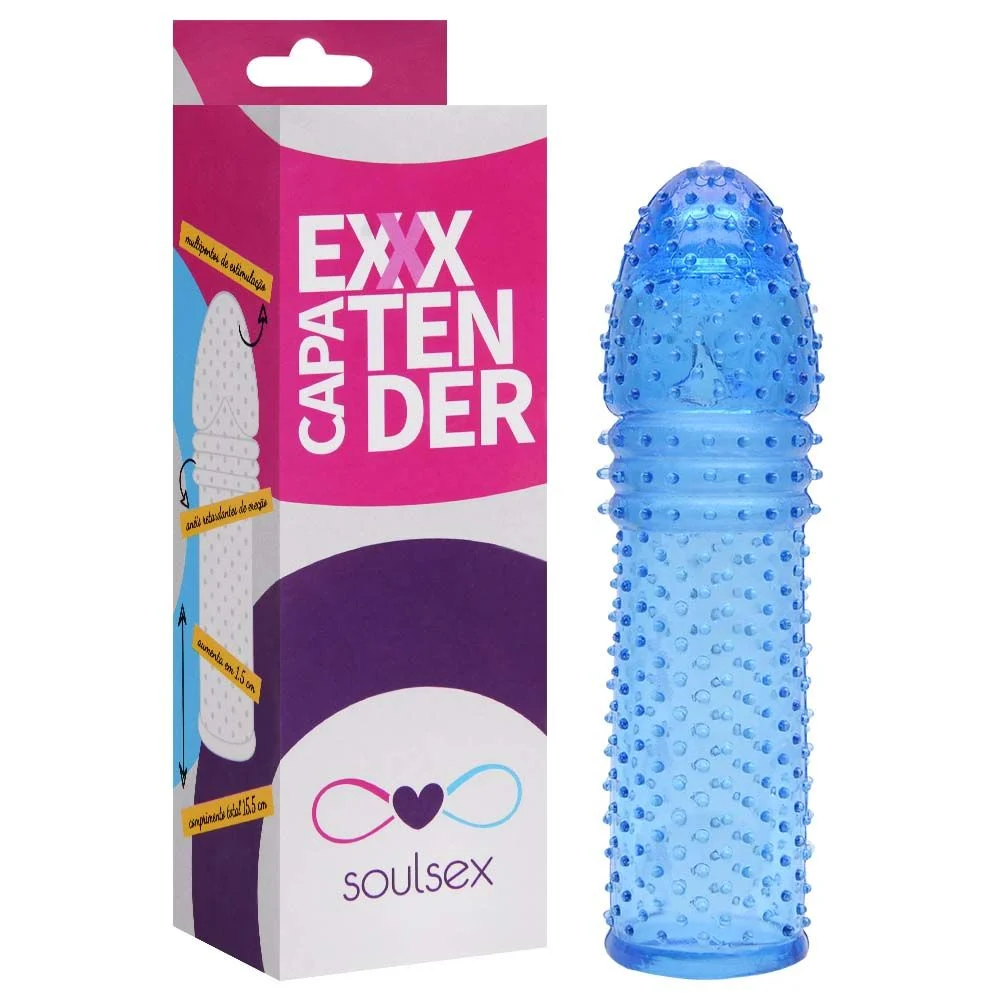Capa Peniana Silicone Colors Azul 15CM SOULSEX - Sex shop - Imagem 3