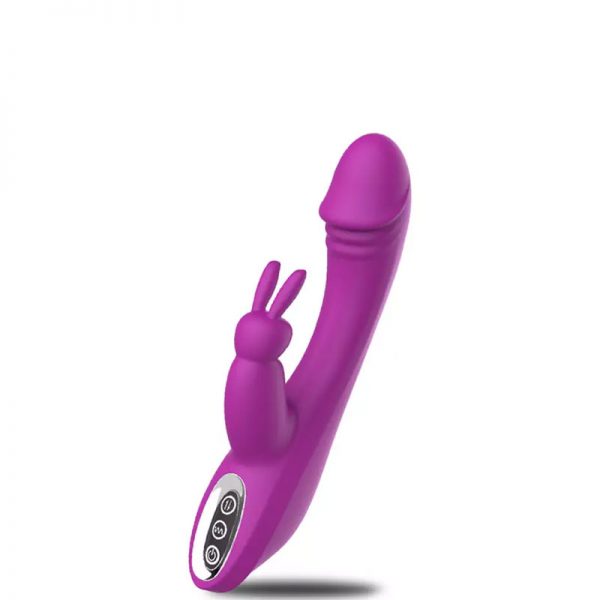 Vibrador Recarregável com Ponta Formato Glande e Estimulador Coelho - Aixi - Image 2