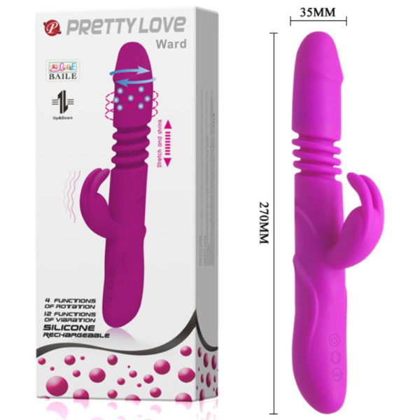 Rotativo Vai e Vem com Estimulador Coelho Recarregável Ward - Sexshop