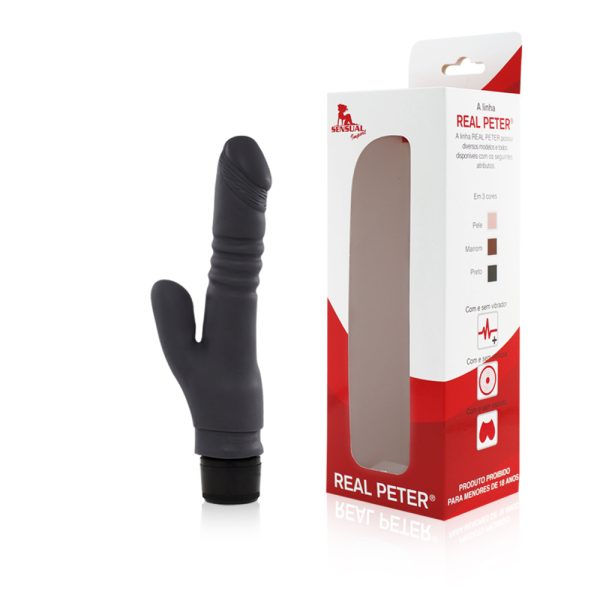 Pênis Real Peter Extreme com Vibrador Preto - 17,5 x 3cm - Sex Shop