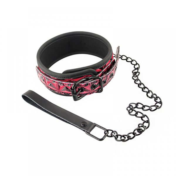 Coleira Fetiche Luxury Na Cor Rosa com corrente WITH LEASH - Image 3