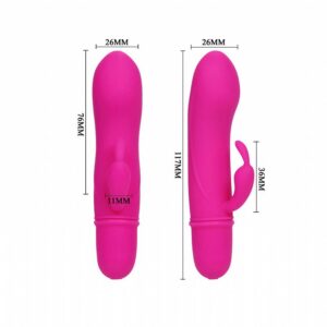 Vibrador em silicone com 10 modos de vibração e estimulador clitoriano coelho - PRETTY LOVE CAESAR - Sexshop