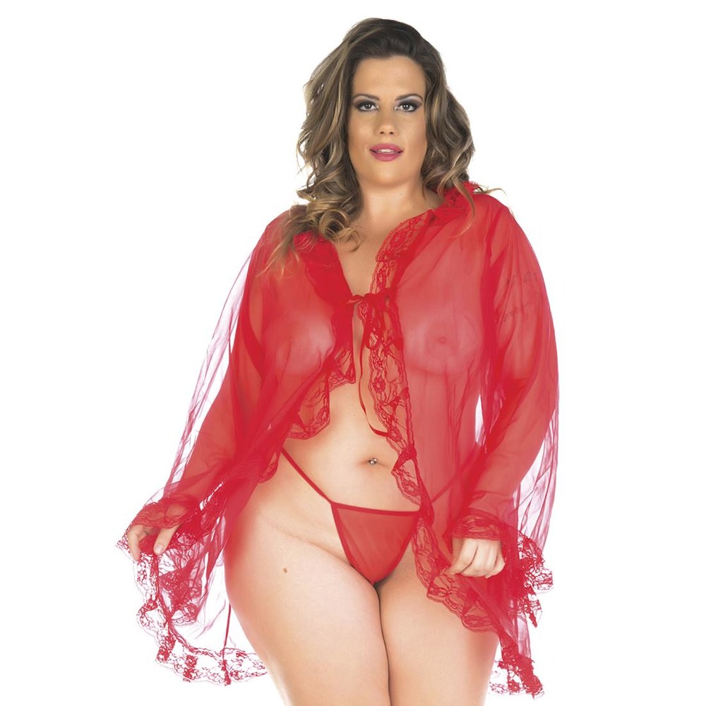 Robe Sensual Plus Size Tentação Pimenta Sexy Vermelho - Sexshop