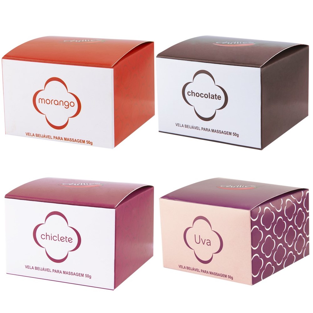 Kit 03 Velas de Massagem Beijável 50gramas Chillies - Chiclete - Sexshop