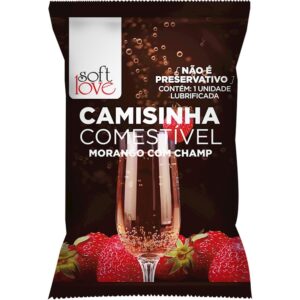 Camisinha Comestível Aromática Morango COM CHAMPANHE Soft Love - Sex shop