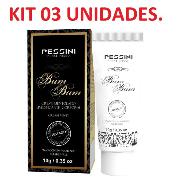 Kit 03 Unidades Bumbum Excitante Anal Bisnaga 10g Pessini - Sexyshop