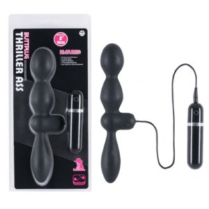 Plug anal duplo com 10 vibrações Preto - BUTTPLUG THRILLER ASS - NANMA - Sexyshop-0
