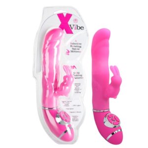 Vibrador ponto G Rosa com estimulador rabbit 10 ritmos e pérolas rotativas - X-VIBE - NANMA - Sexshop