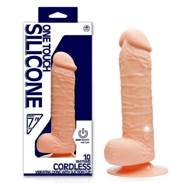 Pênis real com ventosa 16cm glande avantajada e 10 velocidades - ONE TOUCH SILICONE - NANMA - Sexshop-0