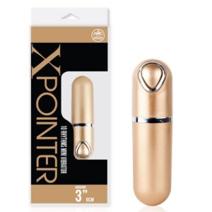 Cápsula metálica dourada 8 cm com luz de Led e 10 velocidades - X POINTER - NANMA - Sexshop-0