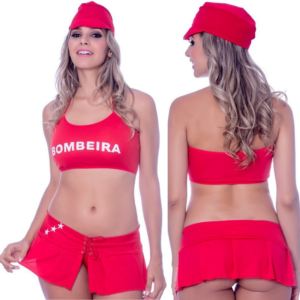 Kit Fantasia Bombeira Saia Sensual Love - Sexshop