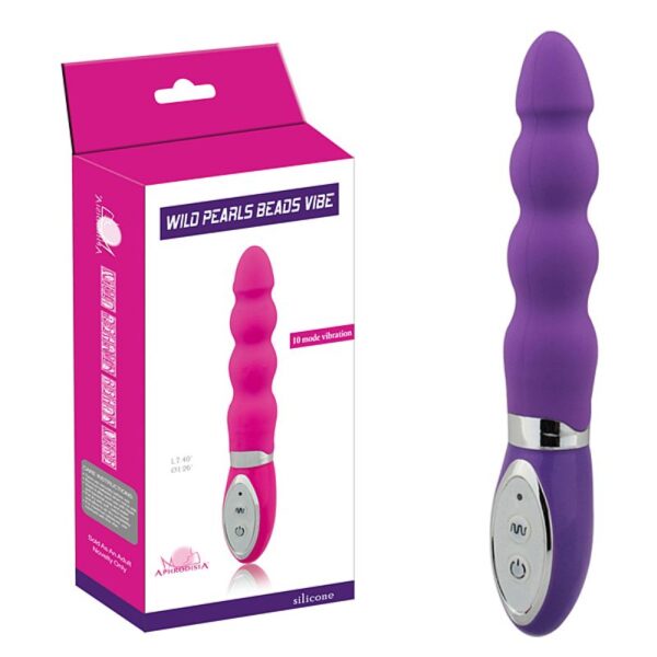 Vibrador em silicone com diâmetro ondulado e 10 Vibrações - WILD PEARLS BEADS VIBE - Sexshop