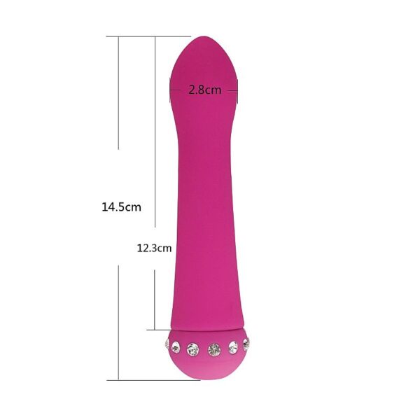 Vibrador Slim de Toque Aveludado com Strass 14cm - Aphrodisia - Sex shop
