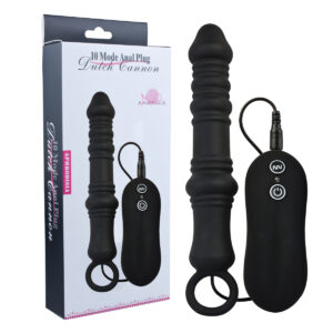 Plug anal Bastão em silicone com alça 10 vibrações - Sexshop