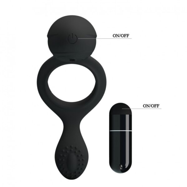 Anel Peniano em Silicone com Estimulador Clitoriano Vibratório - PRETTY LOVE ETHEL - Sex shop