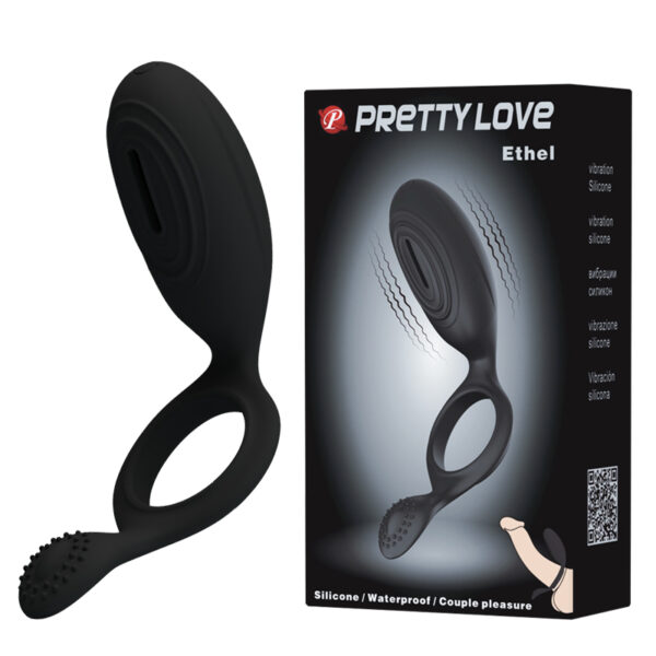 Anel Peniano em Silicone com Estimulador Clitoriano Vibratório - PRETTY LOVE ETHEL - Sex shop