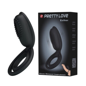 Anel Peniano, com Alça para Escroto e Estimulador Clitoriano Vibratório PRETTY LOVE ESTHER - Sex shop