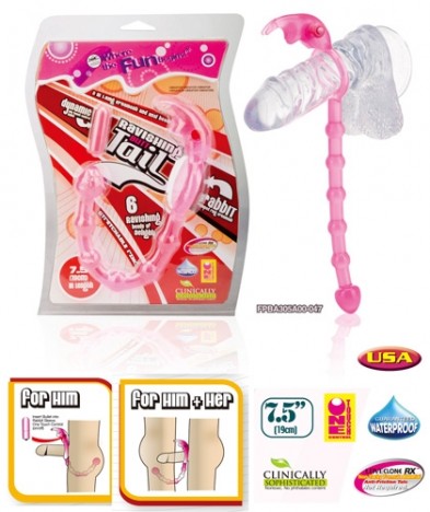 Anel peniano com formato de coelho e bolas tailandesas - RAVISHING BUTT TAIL - NANMA - Sexshop