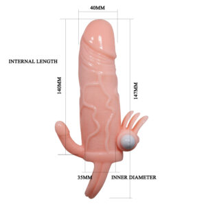 Capa Peniana com Extensor de 4cm e Anel para Escroto - BRAVE MAN - Sex shop