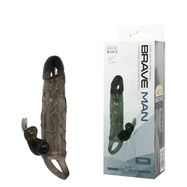 Capa Peniana Extensora com 3,5 cm de Extensão e Alça para Escroto - BRAVE MAN - Sexshop