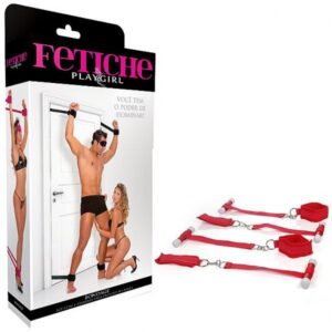 BONDAGE - Kit com 4 Amarras para Prender na Porta - Vermelho - Sexshop