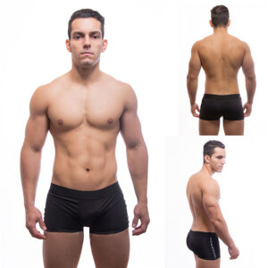 Cueca Boxer com Enchimento atrás faixa lateral azul e cinta - Sexyshop