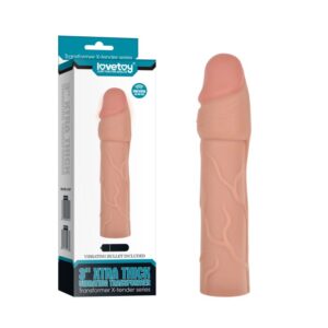 Capa Peniana, com Extensor de 5 cm e Cápsula Vibratória para Glande - XTRA THICK VIBRATING TRANSFORMER - Sex shop