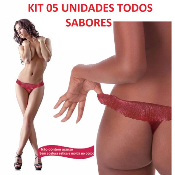 Kit 05 Calcinha Comestível Solúvel Flow Pak PetitCherry - Sexshop