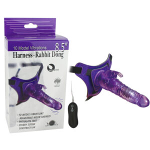 Cinta Peniana com Vibrador e Estimulador Clitóris - HARNESS RABBIT DONG - Sexshop