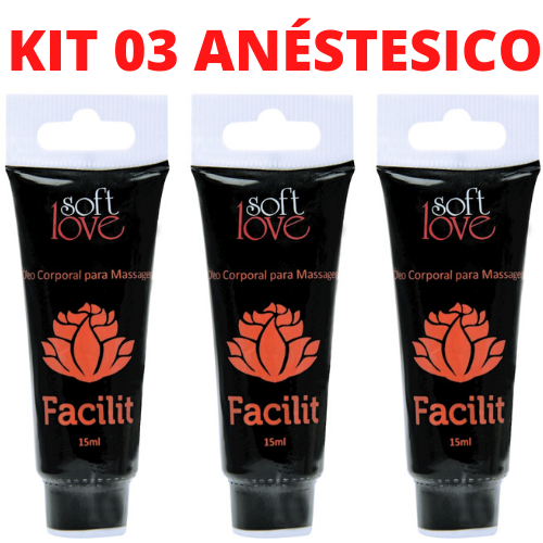 Kit 03 Anestésico Anal Luby Facilit 15ml Soft Love