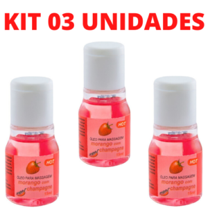 Kit 03 Unidades Gel Comestível Hot Morango com Champanhe 15ml Chillies - Sex shop