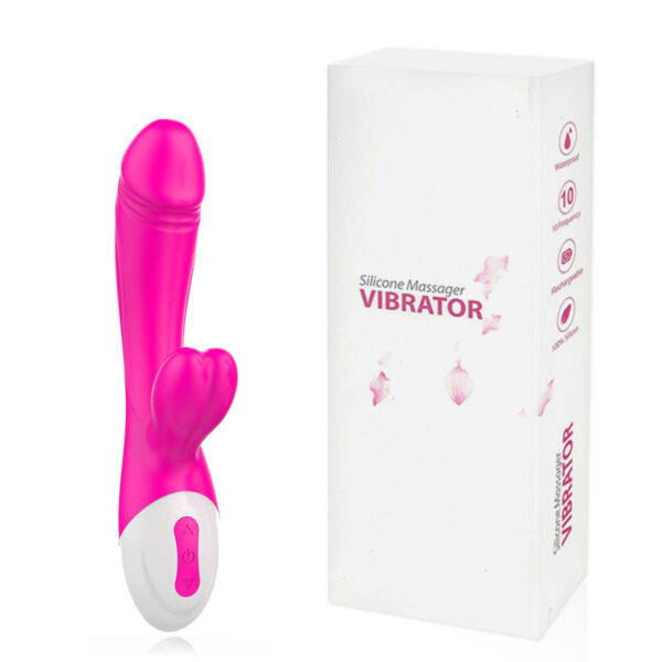 Vibrador Formato Pênis e Estimulador Clitoriano com 10 Modos de Vibração - Sex shop