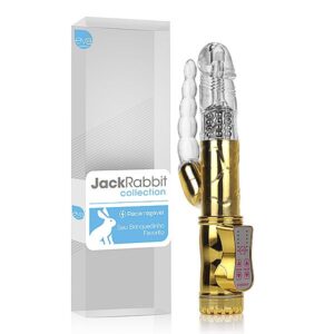 Vibrador Rotativo Jack Rabbit RECARREGÁVEL - Dourado - Com estimulador ANAL - Sexshop