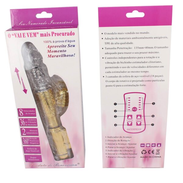 Vibrador Vai e Vem Dourado Recarregável - Sexshop