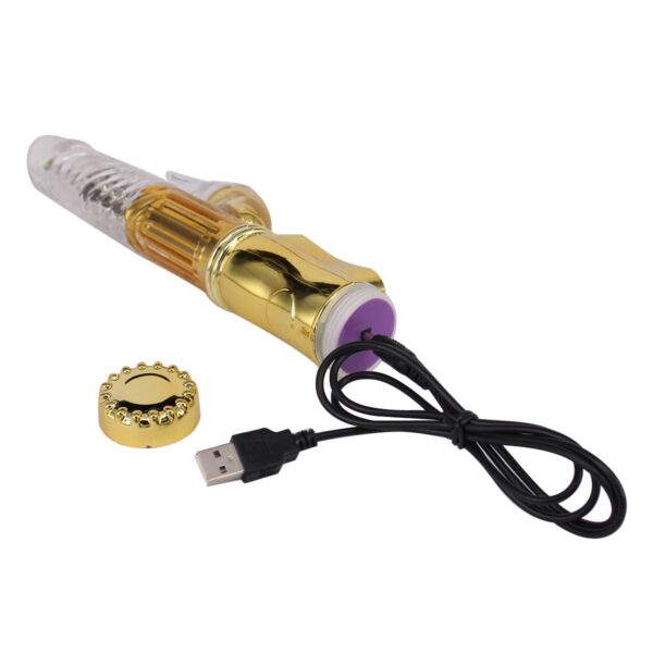 Vibrador Jack Rabbit Rotativo Coelho Dourado Recarregável - Sexshop